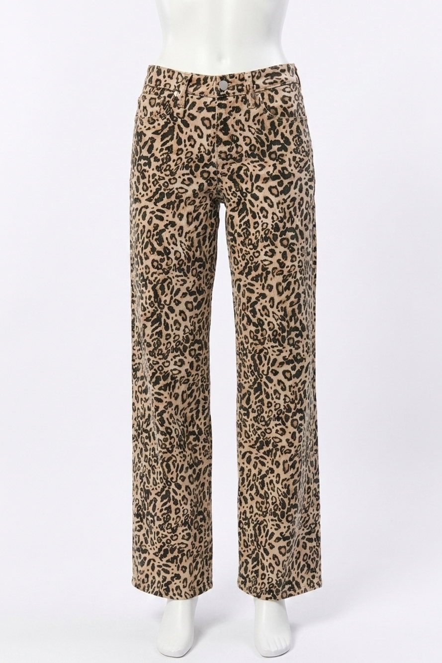 NEW DEAR JOHN DENIM leopard straight leg jean in multi